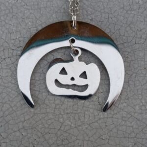 ❤️ 2/$20 Stainless Steel Pumpkin Moon Necklace NWT Style 1